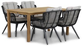 Tuinset 4 personen 160 cm Wicker/Aluminium/Aluminium/wicker Zwart Coco Azzano/Weston