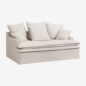 Linnen- En Katoenen Bank Lounge Grace Stof Beige - Sklum