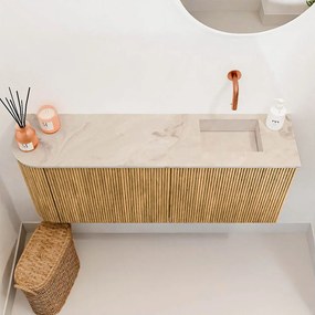 Mondiaz Joya DLux 100cm toiletmeubel ronding links oak met wastafel faye rechts zonder kraangat frappe