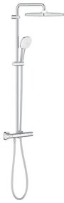 GROHE Tempesta 250 Cube Regendoucheset - 113.2cm - hoofddouche - 25cm - vierkante handdouche - 2 straalsoorten - met thermostaatkraan - chroom 26689001