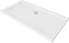 Mexen Flat rechteckige douchebak slim 120 x 70 cm, wit, chrom sifon - 40107012
