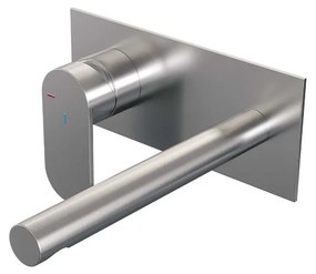 Brauer Brushed Edition ColdStart wastafelkraan inbouw rechte uitloop met achterplaat model C2 RVS geborsteld PVD
