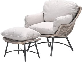 Garden Impressions Selene loungestoelen vintage willow - Tepa bijzettafel Ø50x48 cm