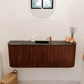 Mondiaz Joya DLux 115cm toiletmeubel ronding links/rechts ruby met wastafel faye midden 1 kraangat lava