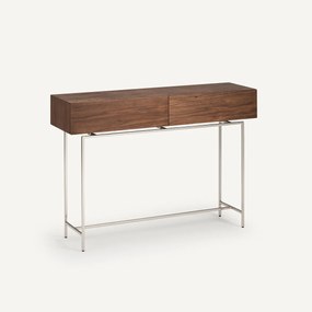 Console in notenhout, 2 lades, Oreko