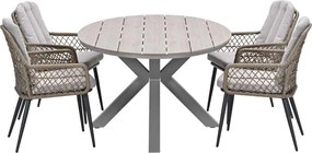Garden Impressions Kalibo tuinset 5-delig - Tulli tuintafel 180x115 cm - light teak vironwood