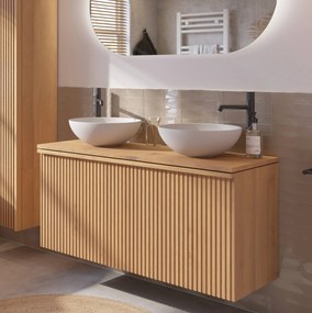 Ben Linea badmeubel incl. mat witte solid surface waskommen 120x45x71cm eiken naturel