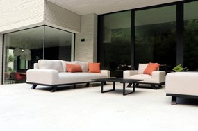 Flow. Easey sofa set Graumel chalk All Weather loungeset Zwart Sunbrella loungeset Stoel-bank loungeset outdoor textiel - weerbestendig