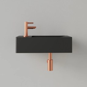 Sanigoods Luko fontein 40x22cm links met kraangat mat zwart