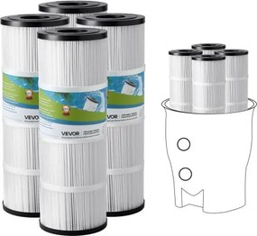 VEVOR zwembadfilterpatroon, 4-pack, waterfilter 7,4 m², vervangingsfilter, compatibel met CCP320, Pleatco PCC80-PAK4, zwembadfilter veilig voor kinderen en huisdieren, gemakkelijk schoon te maken