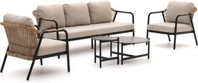 Stoel-bank loungeset Hartman | 5 personen | Loungeset Zwart | Aluminium | Kees Smit Tuinmeubelen