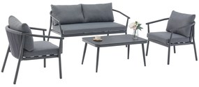 Showroommodel Malta stoel bank loungeset 4 delig aluminium rope