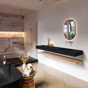 Zaro Alan badmeubel 190cm met planchet washed oak en vrijhangende wastafel cloud rechts zonder kraangat urban