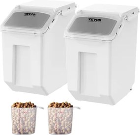 VEVOR Mottenbestendige opbergdozen Keuken Opbergdoos 15 L x 2, Zichtbare PP Opbergdoos met Deksel en Wielen, Luchtdichte Container voor Rijst, Bloem, Suiker, Peulvruchten, Noten, Dierenvoer