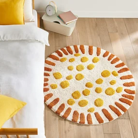 Rond vloerkleed voor kinderen in biologisch katoen, Aarav