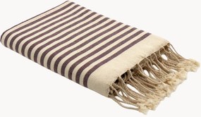 Katoenen hammamdoek Hossegor met streeppatroon en franjes