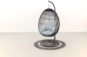 Hangstoel Panama swing egg - black rotan/mint grey