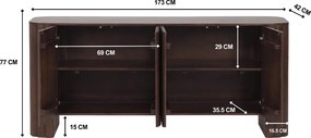 Dressoir Met Ribbels - 173x42x77cm.