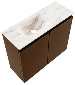 Mondiaz Ture DLux toiletmeubel 60cm rust met wastafel frappe links met kraangat