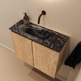 Mondiaz Ture DLux toiletmeubel 60cm washed oak met wastafel lava midden zonder kraangat