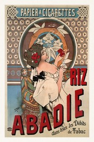 Kunstdruk Riz Abadie (Vintage Art Nouveau Cigarette Advert) - Alfons / Alphonse Mucha, (26.7 x 40 cm)