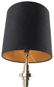 Art Deco tafellamp goud met velours zwarte kap 40 cm - Diverso Art Deco E27 cilinder / rond Binnenverlichting Lamp