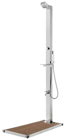 vidaXL Buitendouche met bruine basis 225 cm roestvrij staal