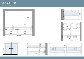 Brauer Void profielloze nisdeur 110cm met draaideur 60cm aan glas zwart mat