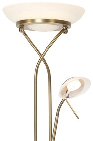 Vloerlamp brons incl. LED en dimmer met leeslamp - Empoli Modern Binnenverlichting Lamp