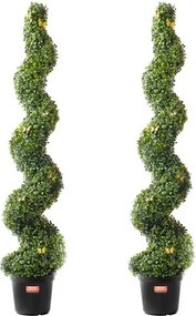 VEVOR Kunstmatige buxus-topiary, 152 cm hoog (2 stuks), spiraalvormige topiary-bomen, kunstplant met extra bladeren, pot en kleine decoratie, UV-beschermde groenset voor binnen- en buitenhuisdecoratie