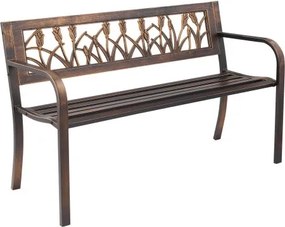 VEVOR Tuinbank Tuinmeubelen Banken 127 cm 250 kg Draagvermogen, Terrasbank met Metalen Frame Gemaakt van Koolstofstaal Balkonbank met PVC Bloemenpatroon en Armleuningen met Afgeronde Randen Antiek Brons