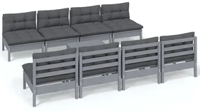 vidaXL 9-delige Loungeset met kussens massief grenenhout