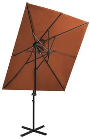 vidaXL Zweefparasol met dubbel dak 250x250 cm terracottakleurig