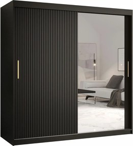 Kledingkast Anulio V, Zwart, 200x180x62cm, 149 kg, Kledingkast deuren: Schuivend, Aantal planken: 9, Aantal planken: 9