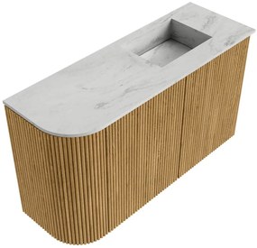 Mondiaz Joya DLux 70cm toiletmeubel ronding links oak met wastafel faye rechts 1 kraangat opalo