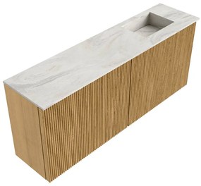 Mondiaz Joya DLux 100cm toiletmeubel oak met wastafel faye rechts zonder kraangat ostra