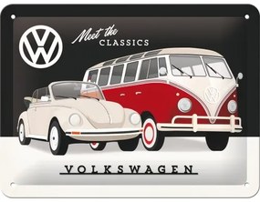Metalen wandbord Volkswagen VW - Mett the Classics, (20 x 15 cm)