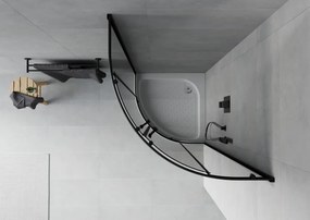 Mexen Rio halfronde douchecabine 80 x 80 cm, grafiet, zwart + douchebak, wit - 863-080-080-70-40-4710