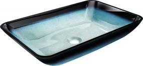 Mexen Megan glazen opbouw waskom 56 x 36 cm, blauw - 24135647