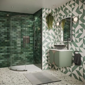 Crosswater Asura Kwartronde Douchedeur - 8mm - 100x80cm - met zijwand - hendel gecanneleerd - leisteen SW1208445/SW1176433