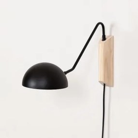 Wandlamp Ercsi Zwart – natuurlijk hout - Sklum