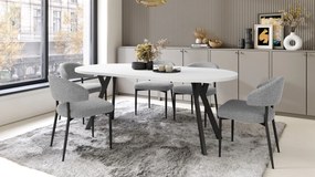 ALDO 100 Wit Mat/Zwarte poten - RONDE LOFT/INDUSTRIËLE TAFEL VOOR WOONKAMER/EETKAMER, UITSCHUIFBAAR
