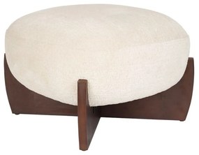 Dutchbone Emilius Retro Poef Beige Walnoot