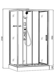 Badstuber Boston complete douchecabine 120x90x215cm chroom