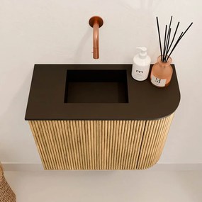 Mondiaz Joya 50cm toiletmeubel ronding rechts oak met wastafel faye links zonder kraangat urban