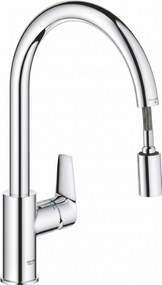 Grohe QuickFix Start Edge draaibare keukenmengkraan met uittrekbare uitloop chroom