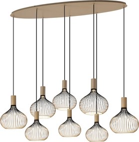 Isabel 8-lichts Hanglamp Zwart Beige
