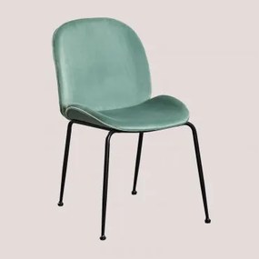 Set van 4 fluwelen stoelen Pary Celadon & Zwart - Sklum