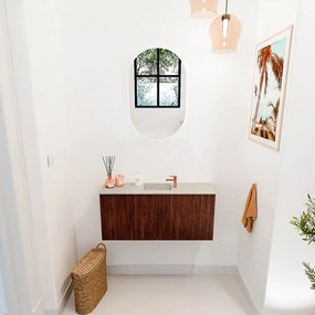 Mondiaz Joya DLux 90cm toiletmeubel ruby met wastafel faye midden 1 kraangat opalo