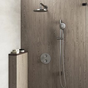 Hotbath Buddy IBS Regendoucheset - 35cm wandarm - 20cm ronde hoofddouche - 3 standen handdouche - glijstang - geborsteld nikkel IBS1AGN17